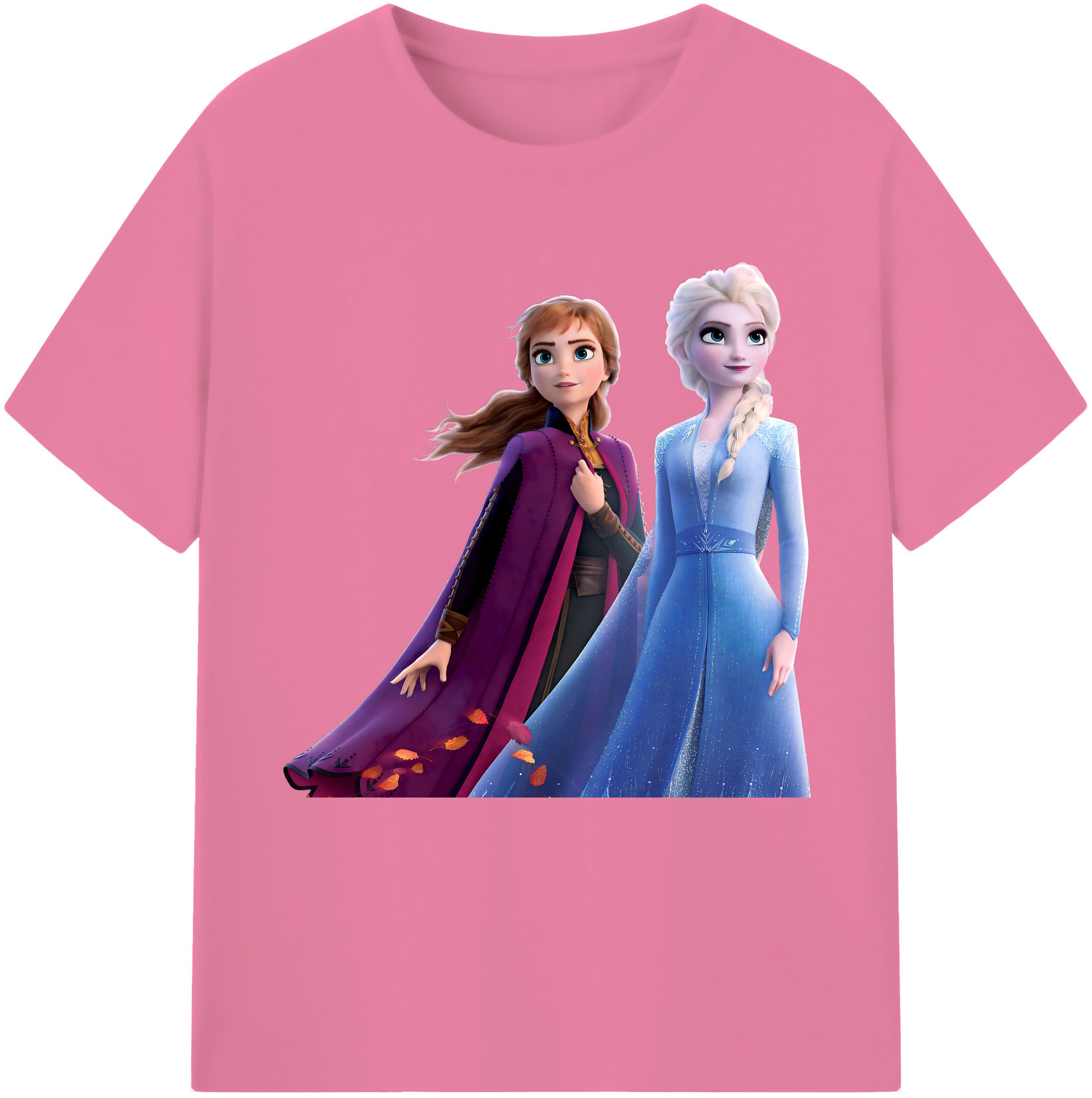 （画像用） アナと雪の女王 アンナ エルサ Frozen Anna Elsa 綿100％半袖Tシャツ（フロントプリント）